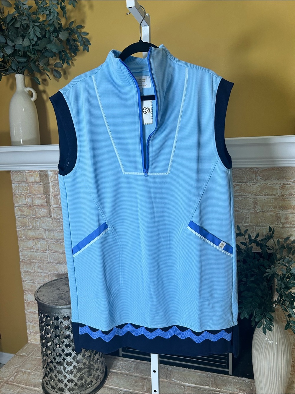 Simply Southern Light Blue Performance Mini Dress Sz Large NWT preppy old money - Picture 2 of 8